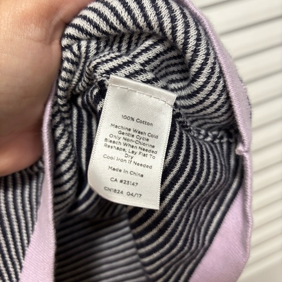 Talbots Striped Contrast Trim Short Sleeve Sweater Top Black & Lavender 1X - Picture 6 of 7